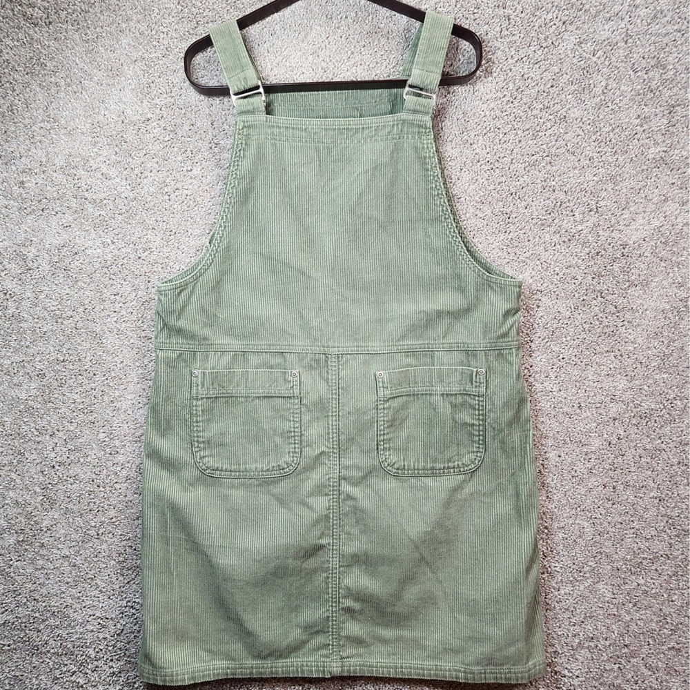 Paul Harris Design Jumper Dress Womens L Green Corduroy Pinafore Overall Mini